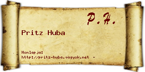 Pritz Huba névjegykártya